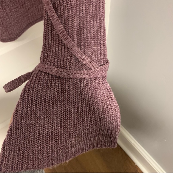 Express Cold Shoulder V-neck Bell Sleeve Sweater, Size XS, Color Purple - Picture 7 of 14